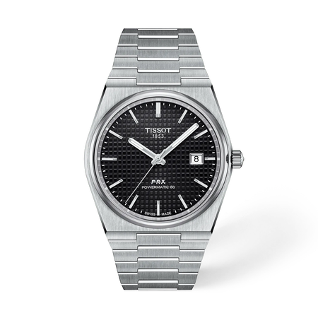 Front view of the watch Tissot PRX 40mm with shadow