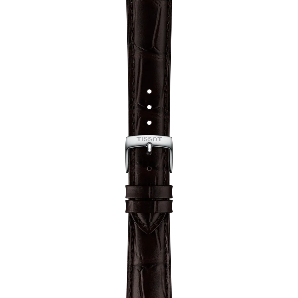 Zoom on Tissot Official Brown Leather Strap Lugs 18 mm