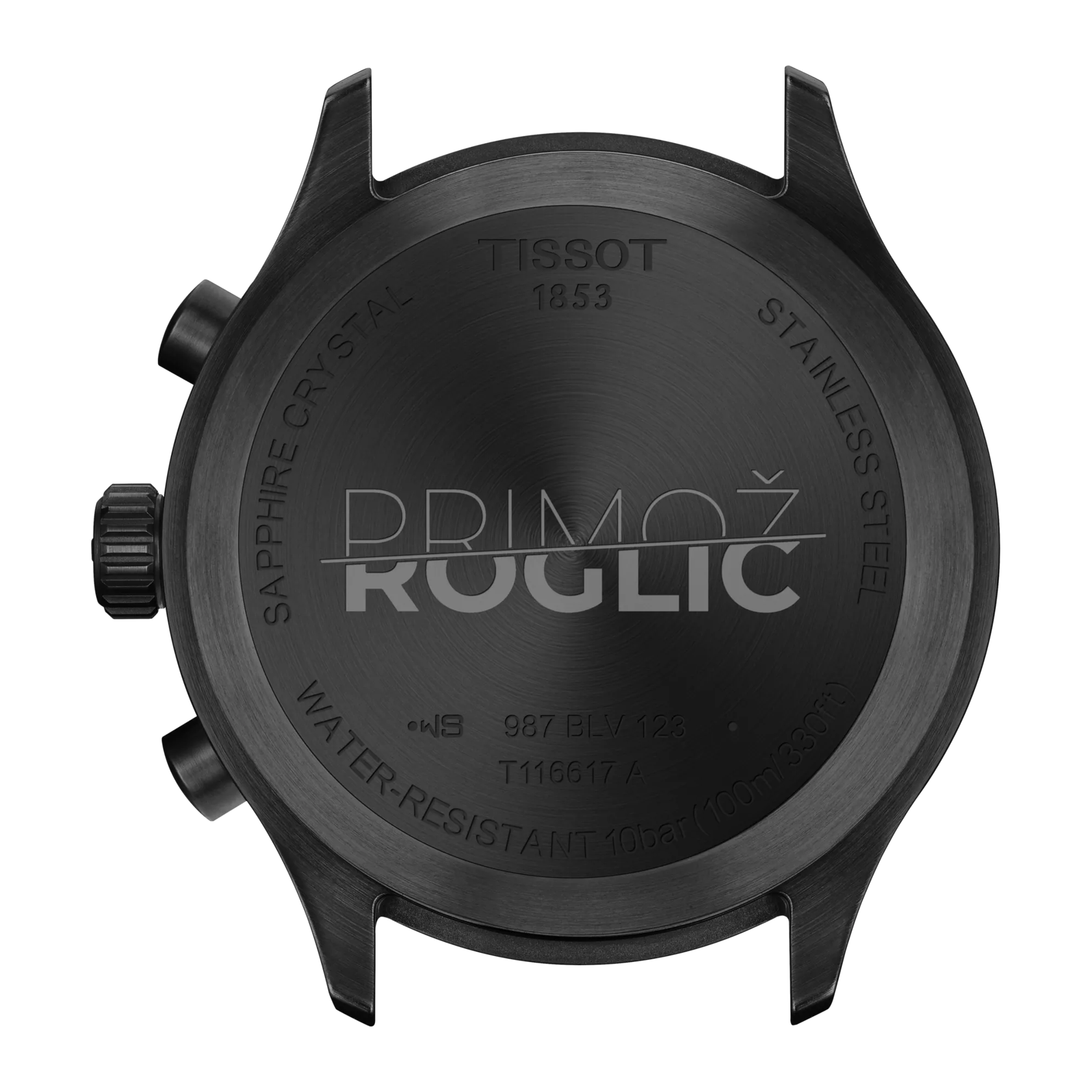 Back view of the watch case Tissot Chrono XL Special Edition Roglic