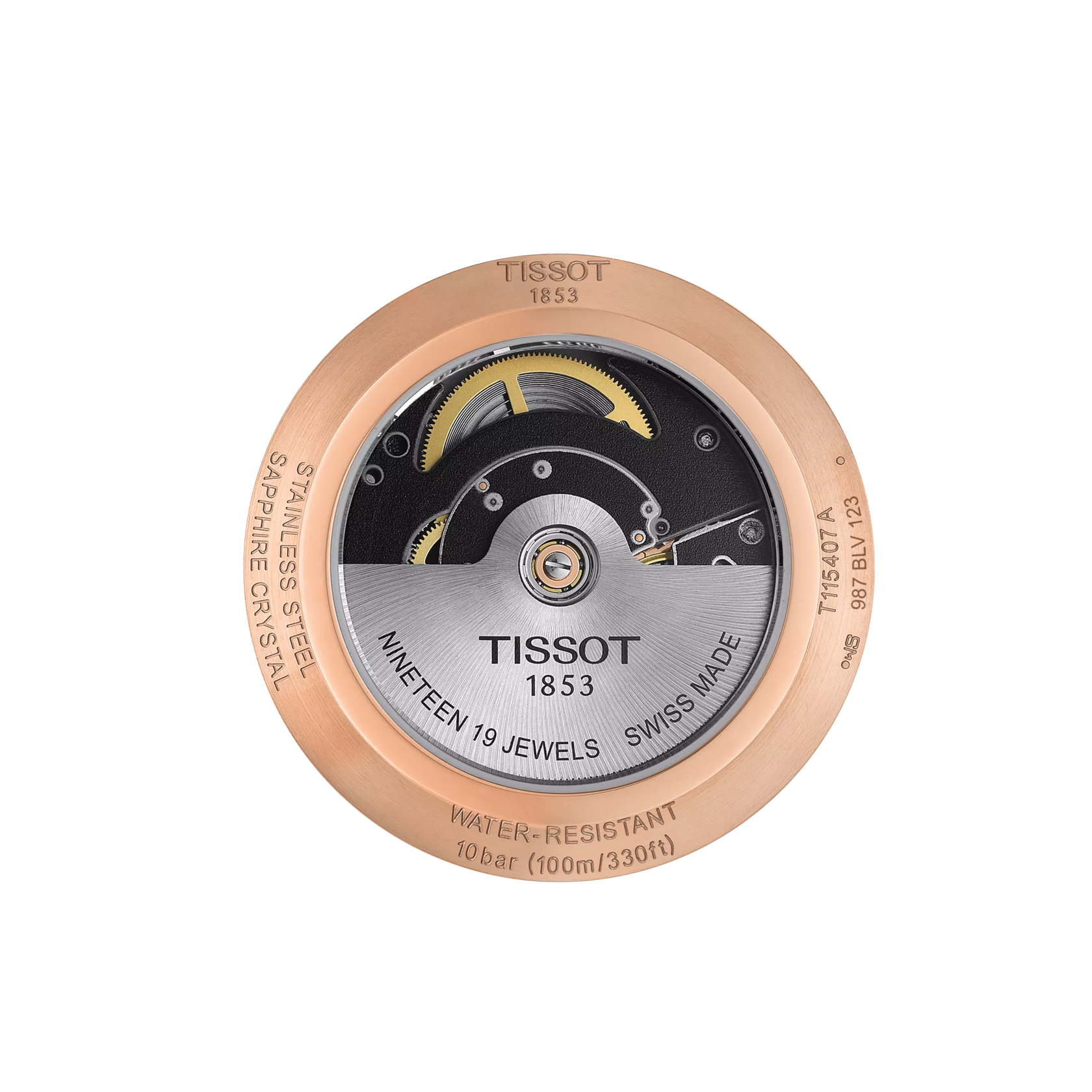 Back view of the watch case Tissot T-Race Swissmatic