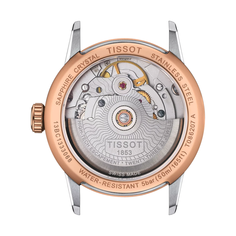 Vue arri&egrave;re du bo&icirc;tier de la montre Tissot Luxury Automatic