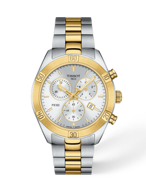 Front view of the watch Tissot PR 100 Sport Chic 38mm with shadow
