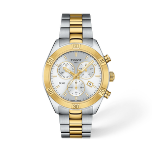 Front view of the watch Tissot PR 100 Sport Chic 38mm with shadow