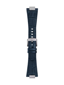 Front view of Tissot Official Blue PRX 42mm leather strap