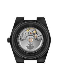 Back view of the watch case Tissot PRX UFO Robot Grendizer 50th Anniversary 40mm