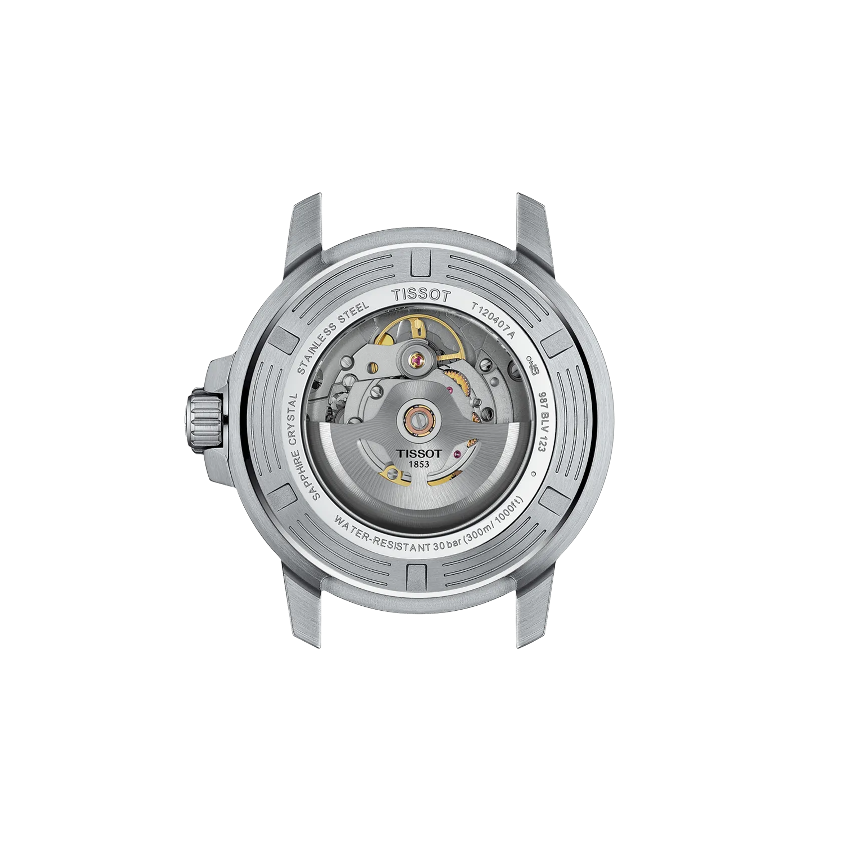 Back view of the watch case Tissot Seastar 1000 43mm