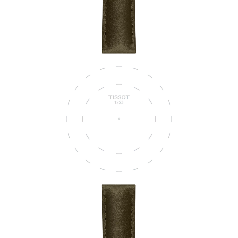 티쏘 정품 그린 레더 스트랩 러그 15MM 의 러그에 초점