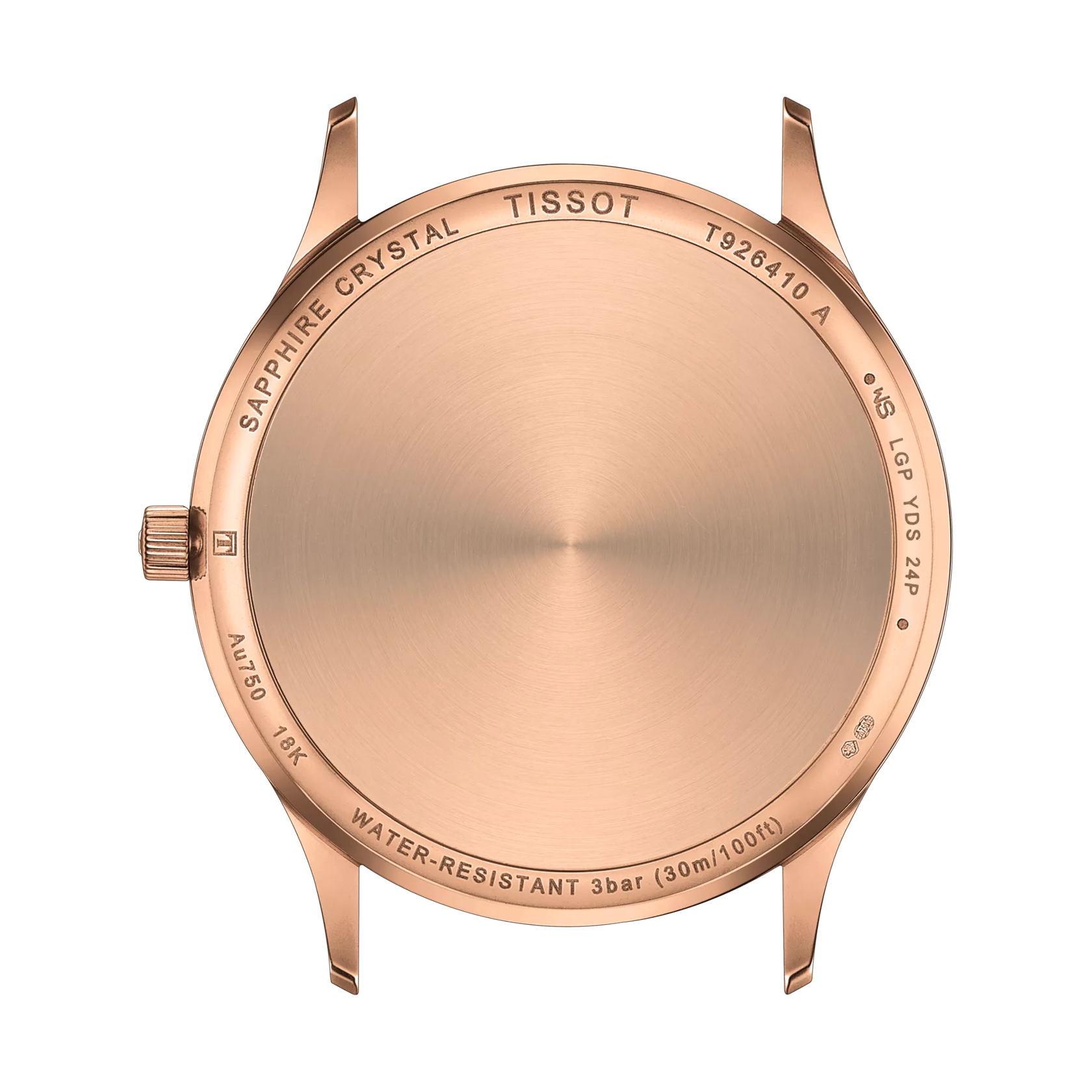 Back view of the watch case Tissot Excellence 18K Gold