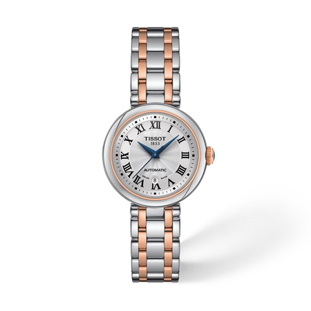 Vista frontal del reloj Tissot Bellissima 29mm con sombra