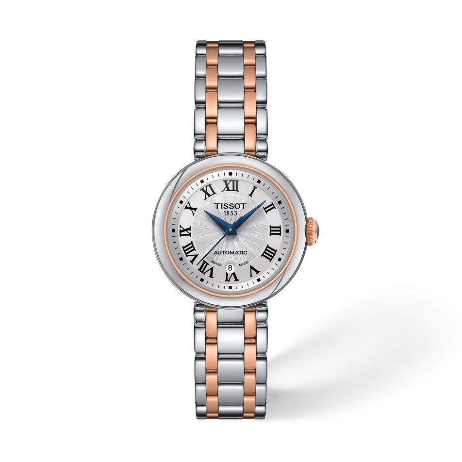 Front view of the watch Tissot Bellissima 29mm with shadow