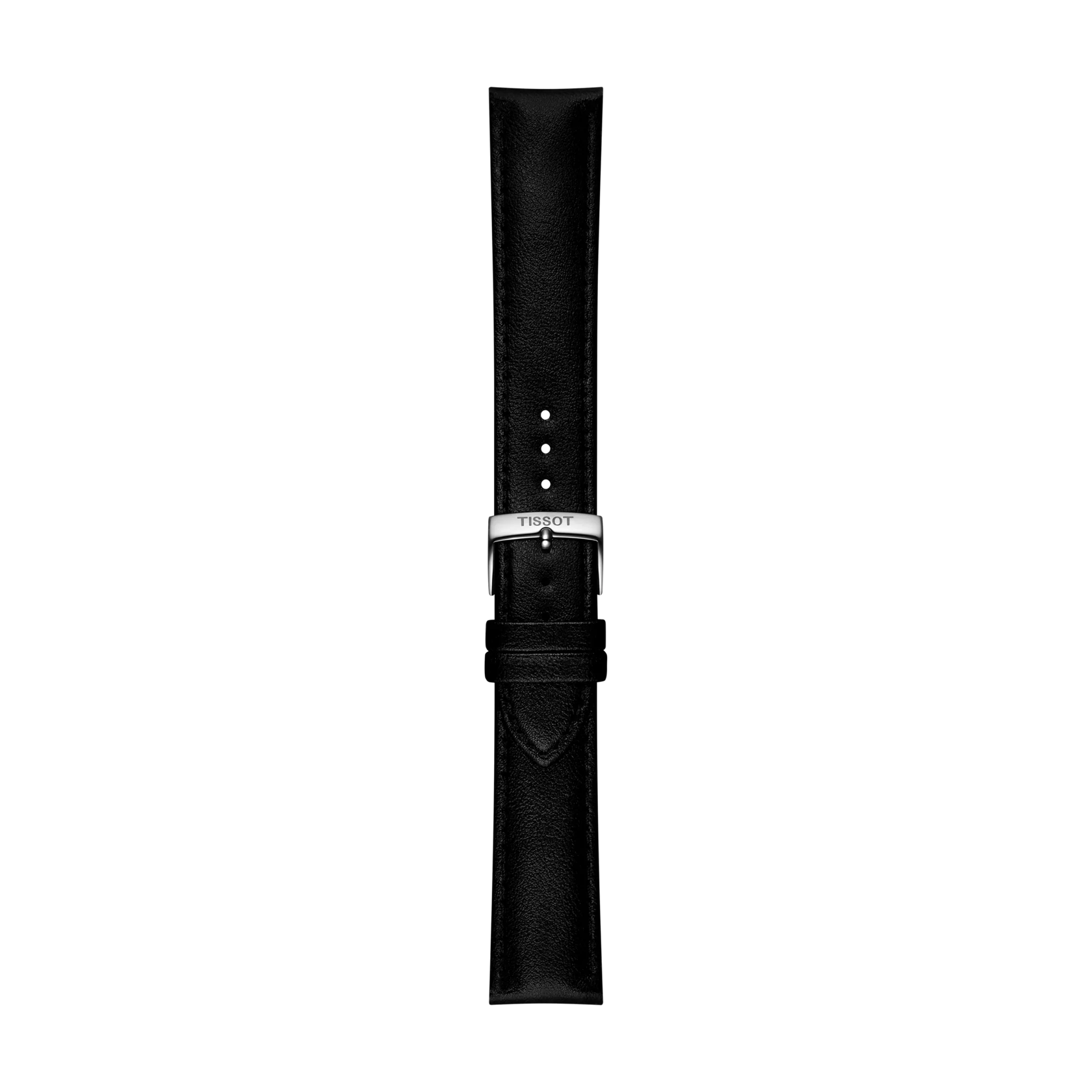 Vista frontal de Correa oficial Tissot de piel sint&eacute;tica negra de 20 mm