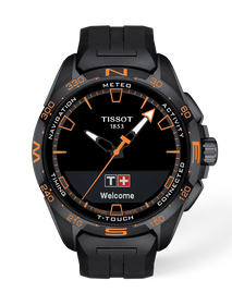 Front view of the watch Tissot T-Touch Connect Solar 47.5mm with shadow