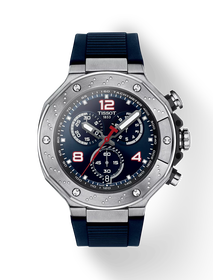 Front view of the watch Tissot T-Race MotoGP&trade; Chronograph 2024 Limited Edition with shadow