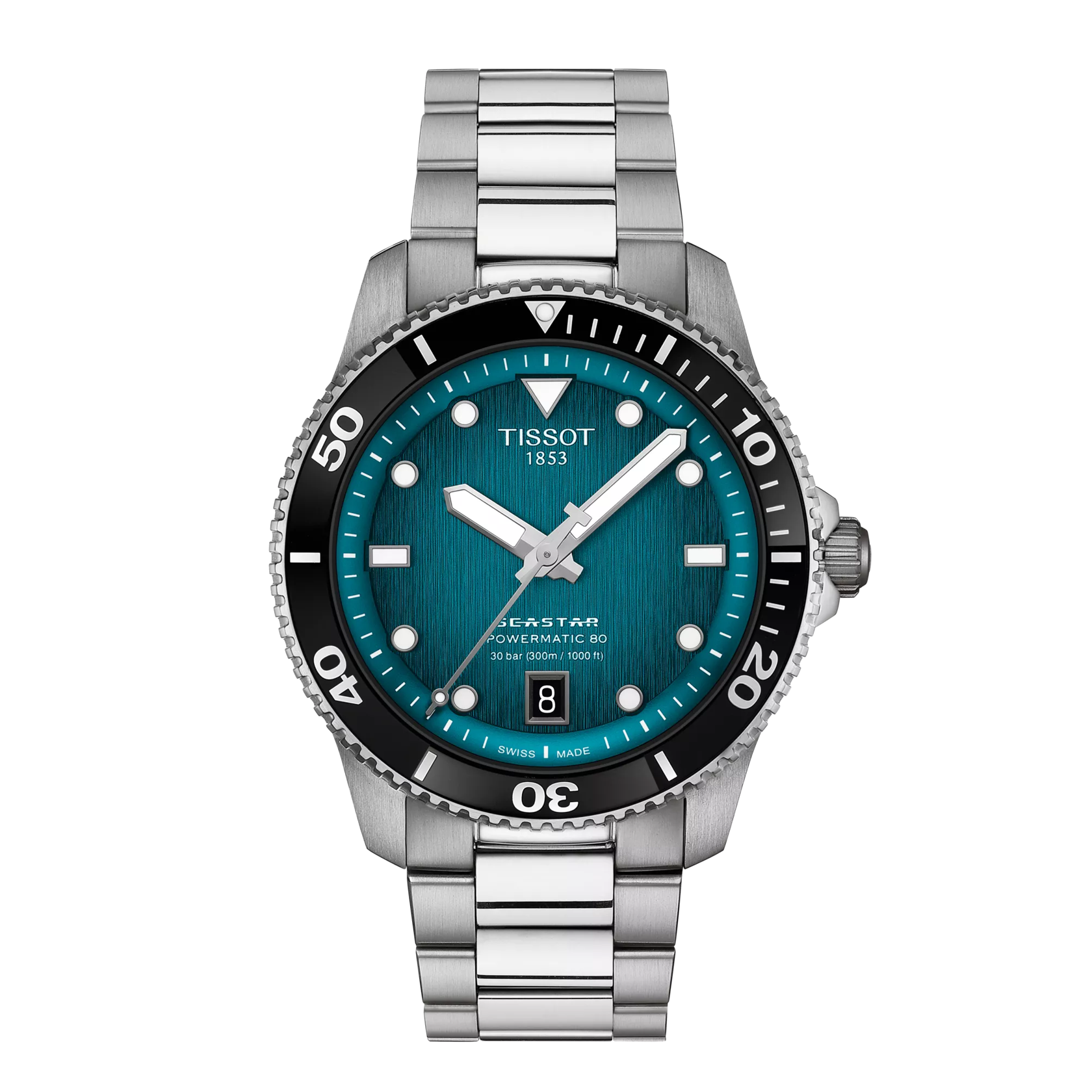 Front view of the watch Tissot Seastar 1000 40mm