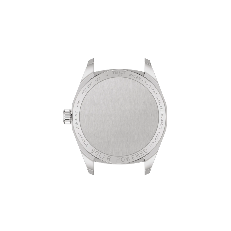 Back view of the watch case Tissot PRC 100 Solar 34mm