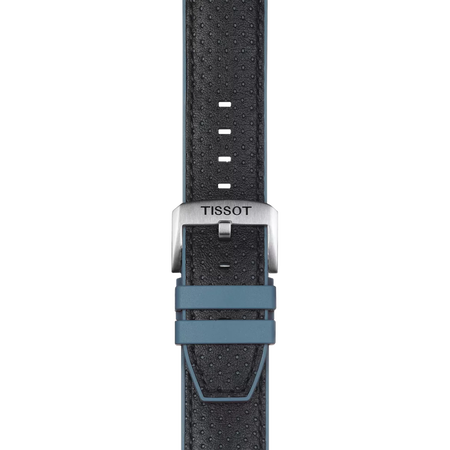 Zoom on Tissot mavi deri ve kauçuk kayış boynuz aralığı 22 mm