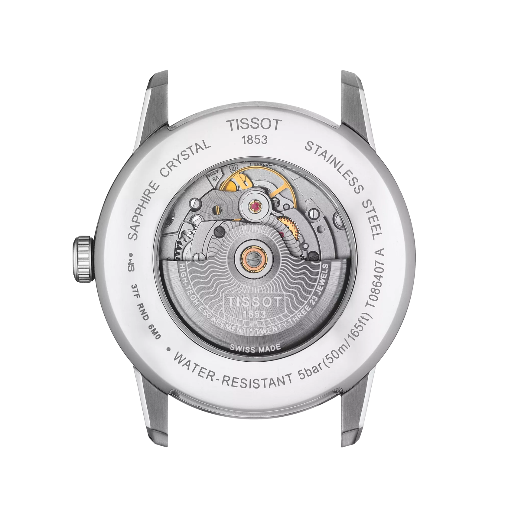 Back view of the watch case Tissot Luxury Powermatic 80
