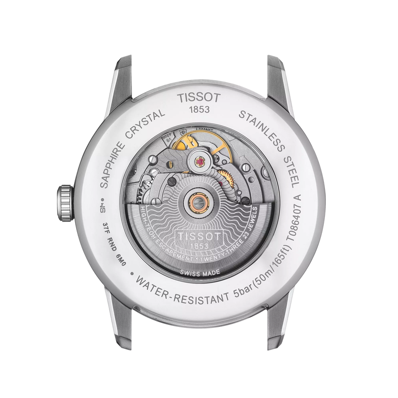 Back view of the watch case Tissot Luxury Powermatic 80