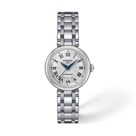 Vista frontal del reloj Tissot Bellissima 29mm con sombra