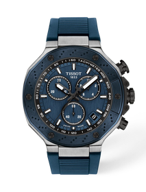 Front view of the watch Tissot T-Race 45mm with shadow