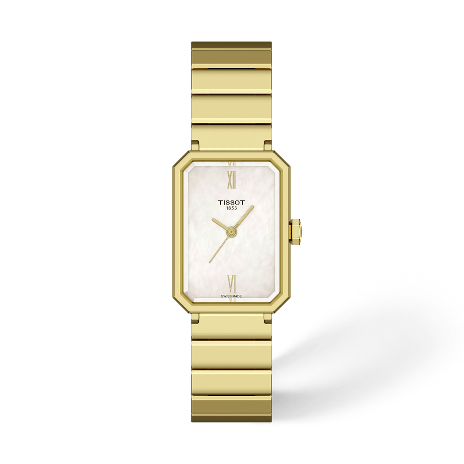 Front view of the watch Tissot SRV 30mm with shadow