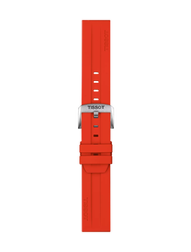 Vista frontal de Correa de silicona roja Tissot oficial asas  22 mm