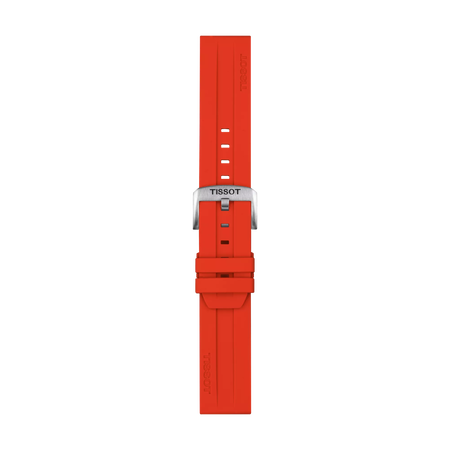 Front view of Tissot Official Red Silicone Strap Lugs 22 mm