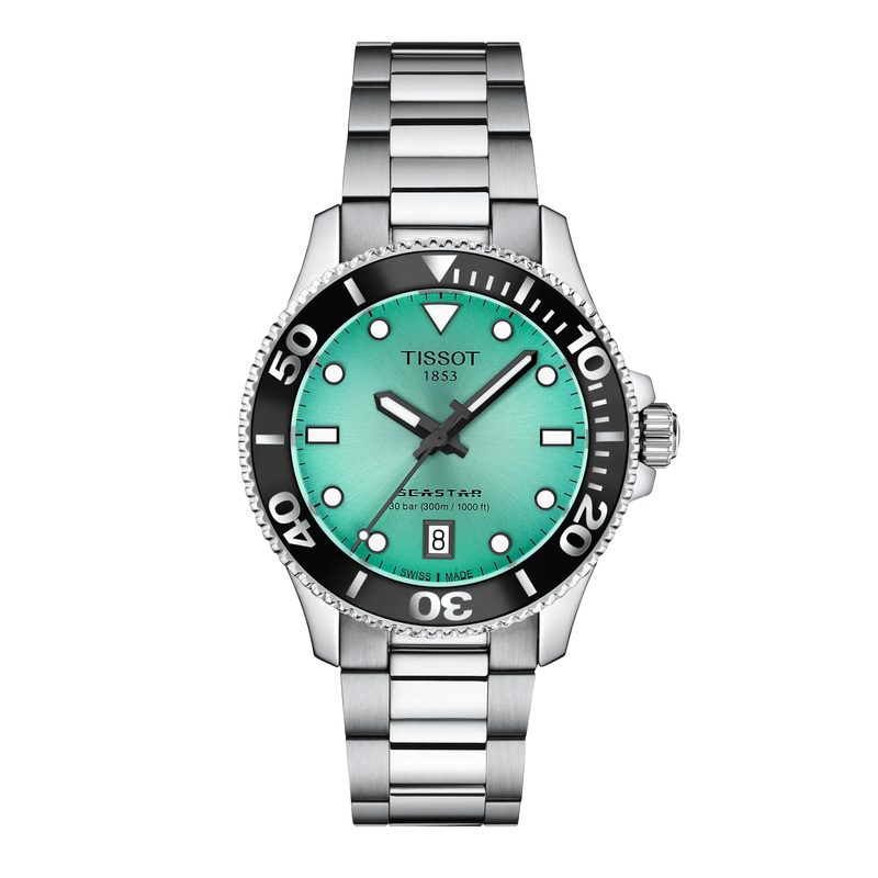 Front view of the watch Tissot Seastar 1000 36mm