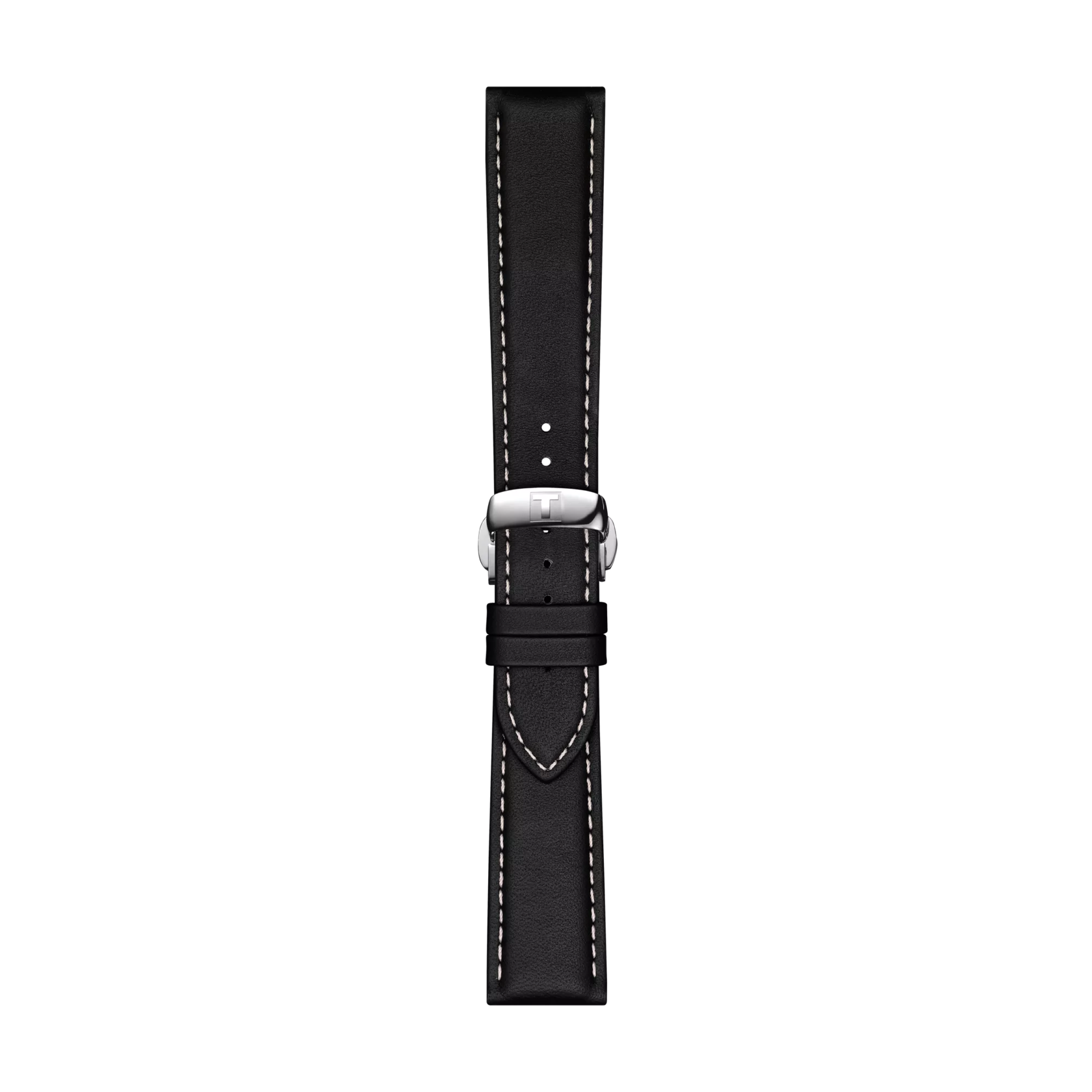 Vista frontal de Correa negra de piel oficial Tissot 21 mm