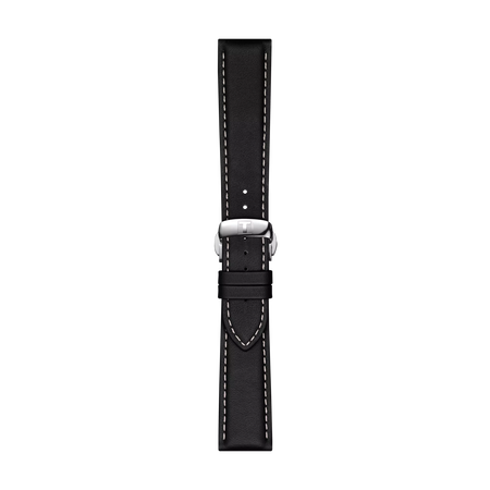 Vista frontal de Correa negra de piel oficial Tissot 21 mm