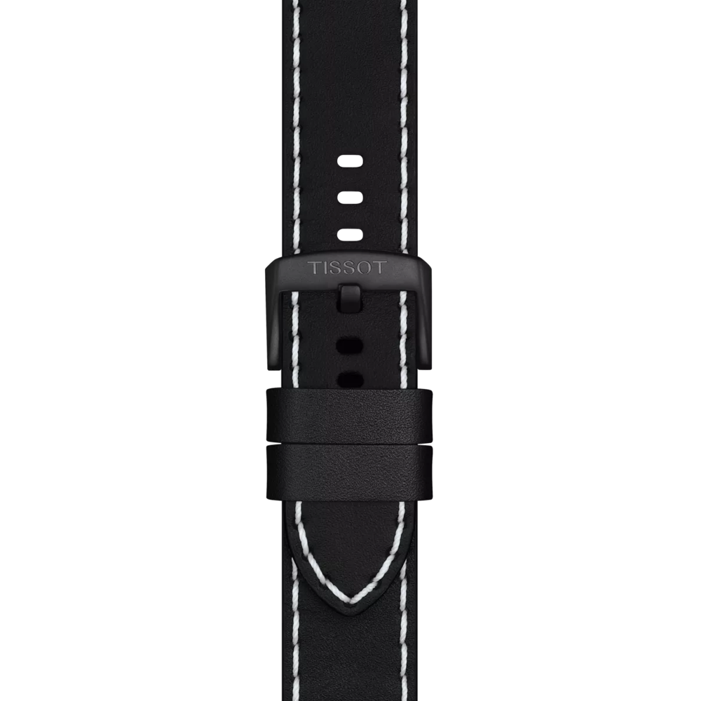 Zoom on Tissot Official Black Leather Strap Lugs 22 mm