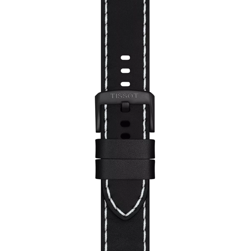 Zoom on Tissot Official Black Leather Strap Lugs 22 mm