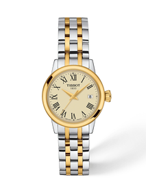 Front view of the watch Tissot Classic Dream 28mm with shadow