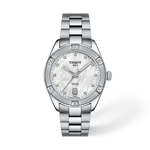 Front view of the watch Tissot PR 100 Sport Chic 36mm with shadow