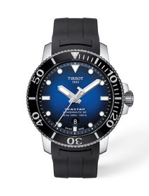 Front view of the watch Tissot Seastar 1000 43mm with shadow
