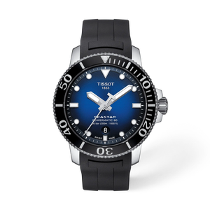Front view of the watch Tissot Seastar 1000 43mm with shadow