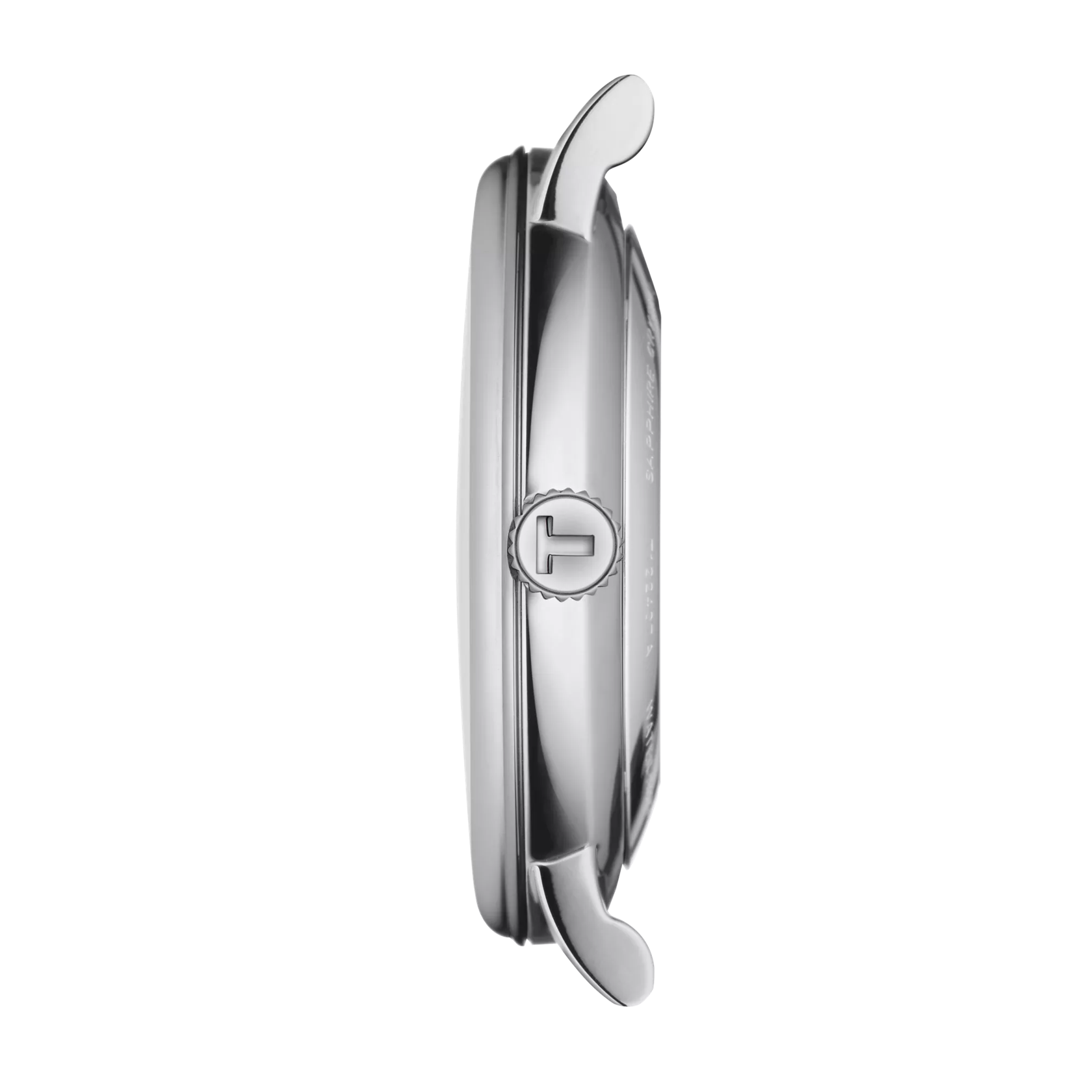 Profile view of the watch case Tissot Carson Premium Powermatic 80