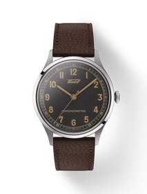 Front view of the watch Tissot Heritage 1938 39mm with shadow