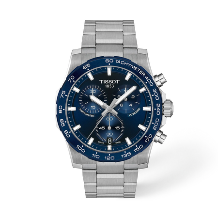 Vista frontal del reloj Tissot Supersport Chrono 42mm con sombra