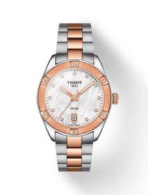 Front view of the watch Tissot PR 100 Sport Chic 36mm with shadow