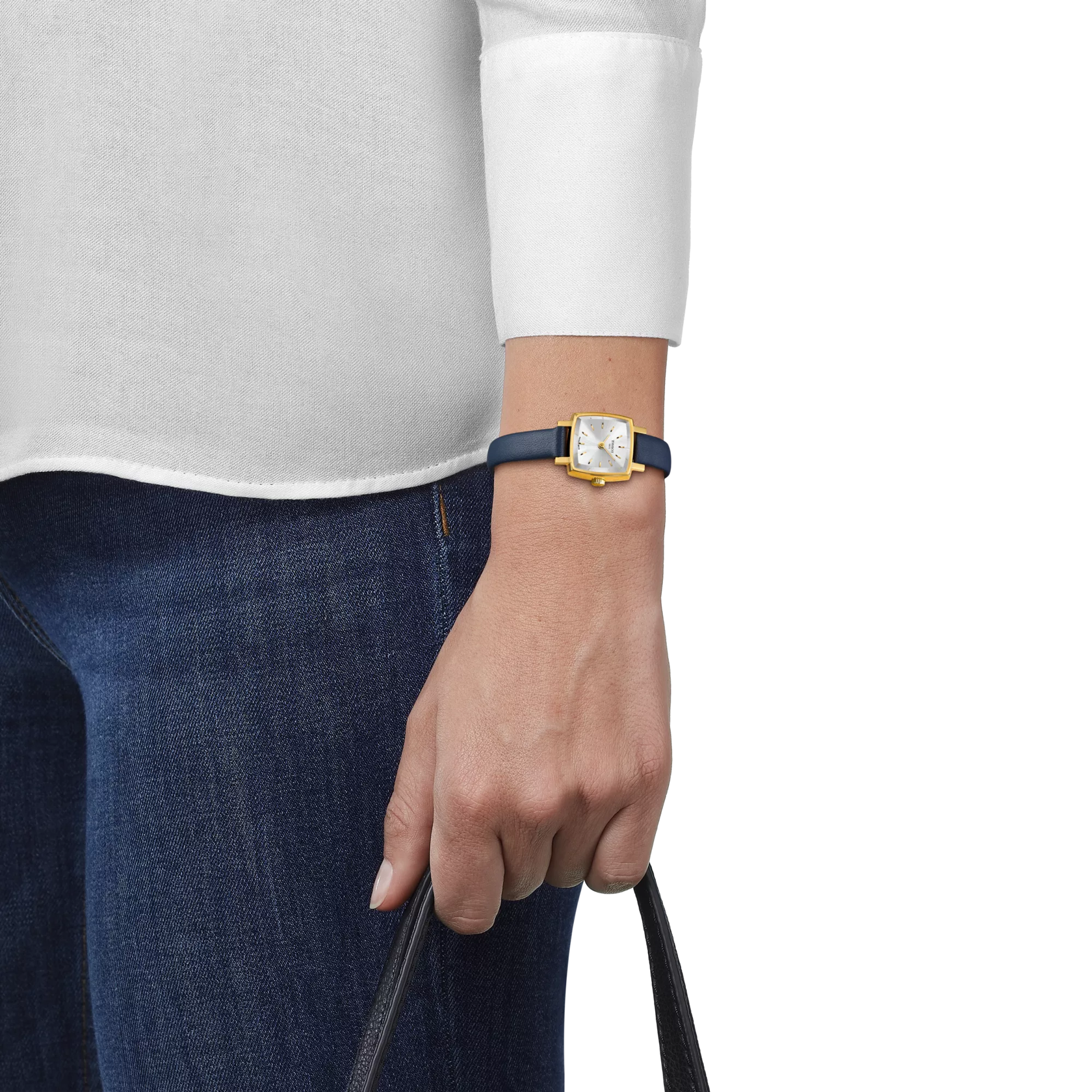 Simulation of the watch Tissot Lovely Square Summer Kit on a wrist
