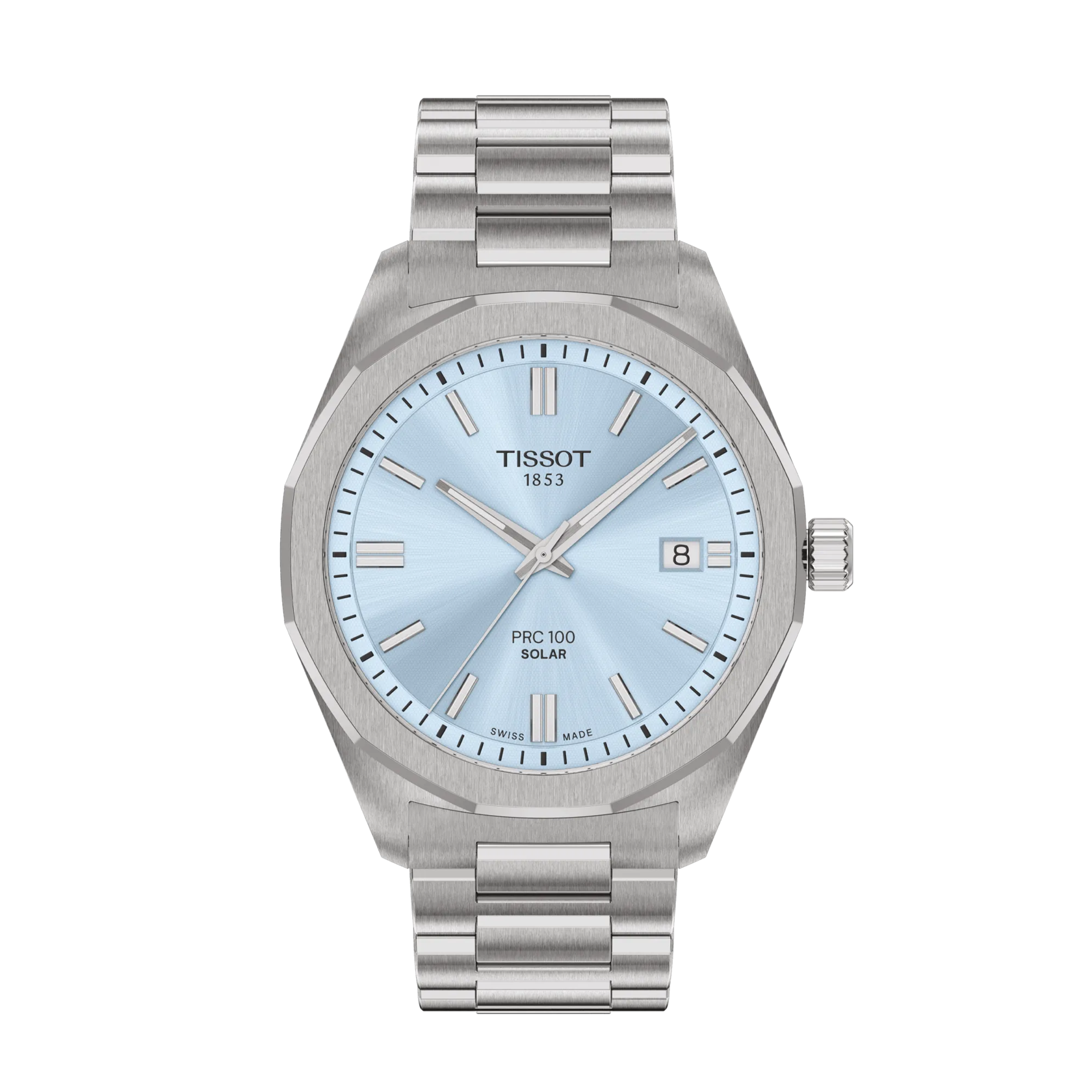 Front view of the watch Tissot PRC 100 Solar 39mm