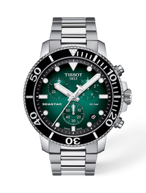 Front view of the watch Tissot Seastar 1000 45.5mm with shadow
