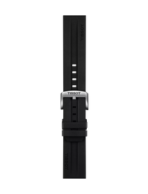 Front view of Tissot Official Black Rubber Strap Lugs 22 mm