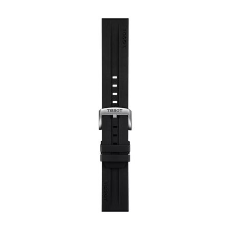 Vue de face de Bracelet Officiel Tissot Caoutchouc Noir Entre-cornes 22 mm