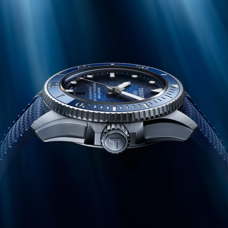 Tissot Seastar 2000 44mm watch on a colored background