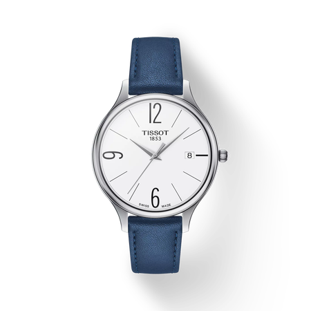 Front view of the watch Tissot Bella Ora Round with shadow