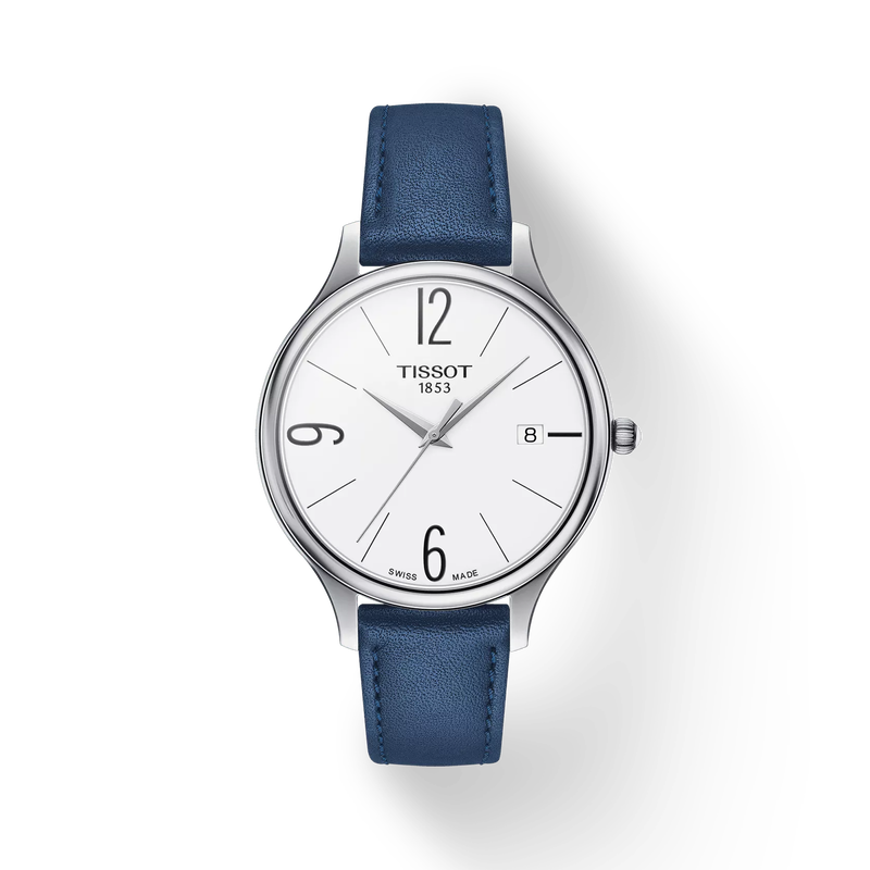 Front view of the watch Tissot Bella Ora Round with shadow