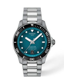 Front view of the watch Tissot Seastar 1000 40mm with shadow