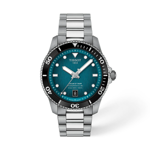 Vista frontal del reloj Tissot Seastar 1000 40mm con sombra